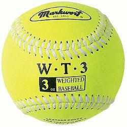 Markwort Weighted 9 Leather Covered Training Baseball (3